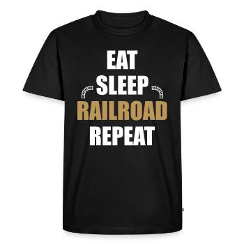 Eating sleeping railroad - Men's Premium Organic T-Shirt - black - Front - Nico (187cm)