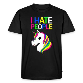 Licorne arc-en-ciel - T-shirt Premium bio Homme - noir - Devant - Nico (187cm)