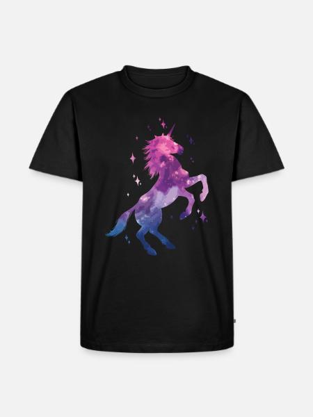 Galaxie Einhorn - Männer Premium Bio T-Shirt - Schwarz
