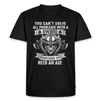 Viking épée et hache - T-shirt Premium bio Homme - noir - Devant - Nico (187cm)