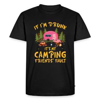 My Camping Friends_ Fault Flamingo Wine - Men's Premium Organic T-Shirt - black - Front - Nico (187cm)