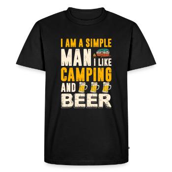 Je suis un homme simple, j'aime le camping et la bière drôle - T-shirt Premium bio Homme - noir - Devant - Nico (187cm)