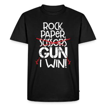 Rock Paper Scissors Gun I Win Funny Gun Lover Gift - T-shirt Premium bio Homme - noir - Devant - Nico (187cm)