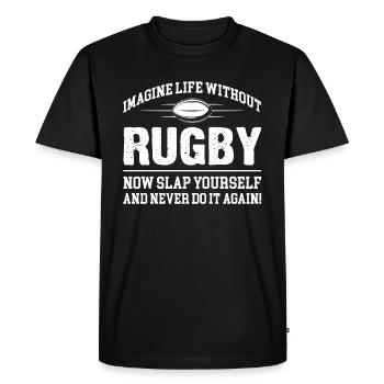 Imaginez la vie sans rugby maintenant giflez-vous - T-shirt Premium bio Homme - noir - Devant - Nico (187cm)