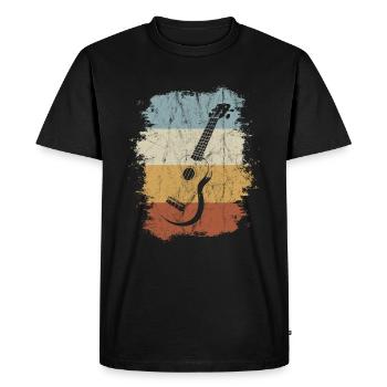 Ukulélé Rétro Vintage Années 80 Style Uke Musicien - T-shirt Premium bio Homme - noir - Devant - Nico (187cm)