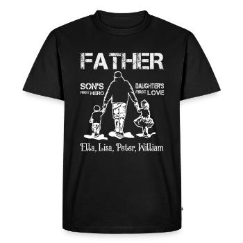 Father Son’s First Hero Daughter’s First Love - T-shirt Premium bio Homme - noir - Devant - Nico (187cm)
