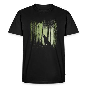 Crépuscule connivelle forêt de la silhouette de loup pleurant - T-shirt Premium bio Homme - noir - Devant - Nico (187cm)