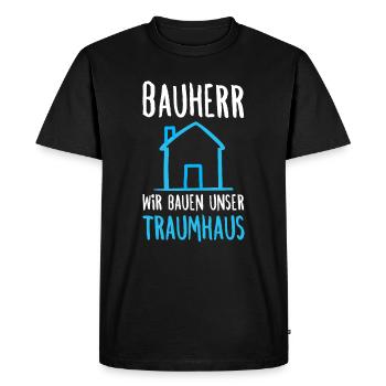 Bauherr Hausbau Partnerlook Richtfest Geschenk - Männer Premium Bio T-Shirt - Schwarz - Vorne - Nico (187cm)