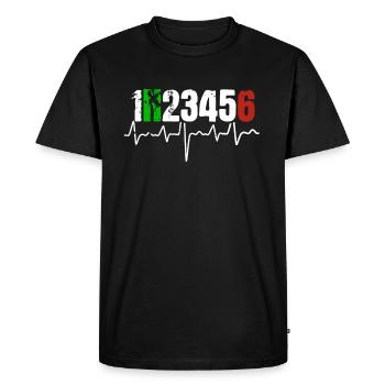 Motorcycle Heartbeat Gear Shift Biker Gift - Men's Premium Organic T-Shirt - black - Front - Nico (187cm)