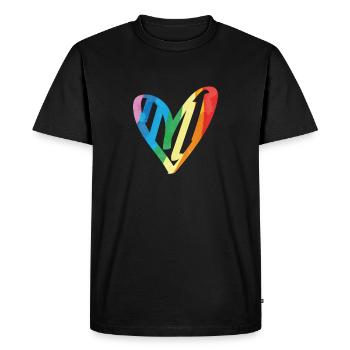 Arc-en-ciel Coeur Pride CSD Gay Funny LGBTQ - T-shirt Premium bio Homme - noir - Devant - Nico (187cm)