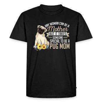 Pug Mom Flowers Funny Pug Lovers Gift T Shirt - Men's Premium Organic T-Shirt - black - Front - Nico (187cm)