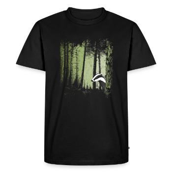 blaireau effronté dans l'illustration de la forêt crépusculaire - T-shirt Premium bio Homme - noir - Devant - Nico (187cm)