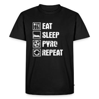 Eat Sleep Pyro Repeat Fireworks Nouvel An - T-shirt Premium bio Homme - noir - Devant - Nico (187cm)