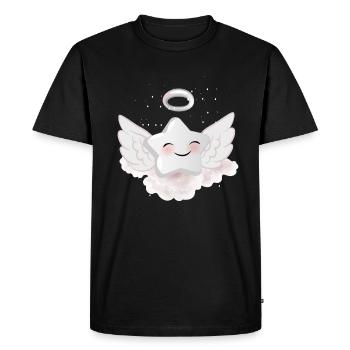 Étoile blanche avec des ailes - T-shirt Premium bio Homme - noir - Devant - Nico (187cm)