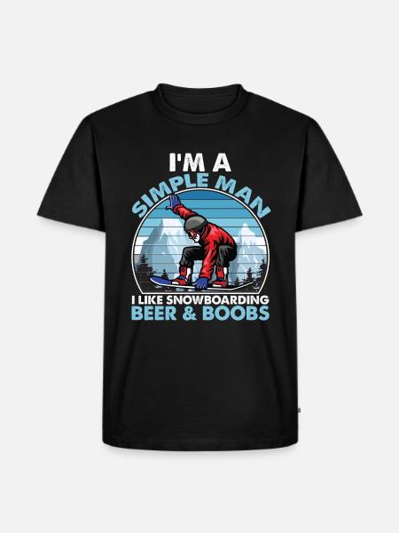 I Like Snowboarding Beer & Boobs - Men's Premium Organic T-Shirt - black