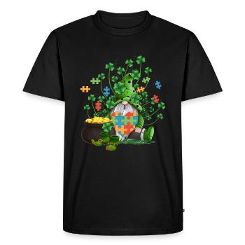 Autism Gnome Irish Gold Coin Pot Puzzle Heart - Men's Premium Organic T-Shirt - black - Front - Nico (187cm)