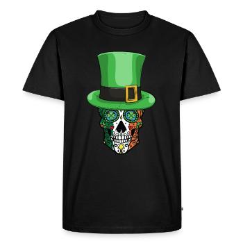 Irish Sugar Skull Funny Leprechaun Hat - Men's Premium Organic T-Shirt - black - Front - Nico (187cm)
