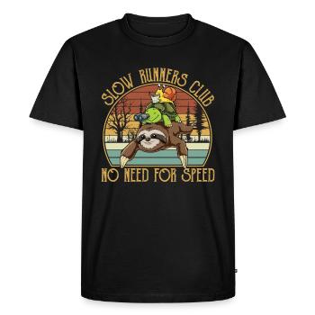 Slow Runners Club No Need For Speed Sloth - Men's Premium Organic T-Shirt - black - Front - Nico (187cm)