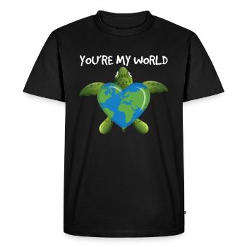 You’re My World Green Turtle Heart - T-shirt Premium bio Homme - noir - Devant - Nico (187cm)