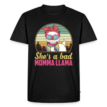 She’s A Bad Momma Llama Rétro Vintage - T-shirt Premium bio Homme - noir - Devant - Nico (187cm)