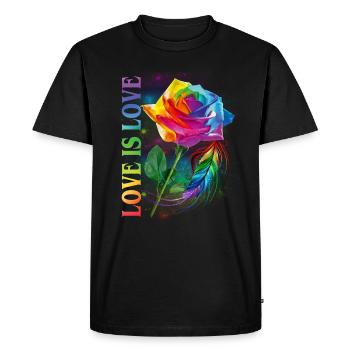 Love Is Love Rainbow Rose LGBT Gay - Men's Premium Organic T-Shirt - black - Front - Nico (187cm)