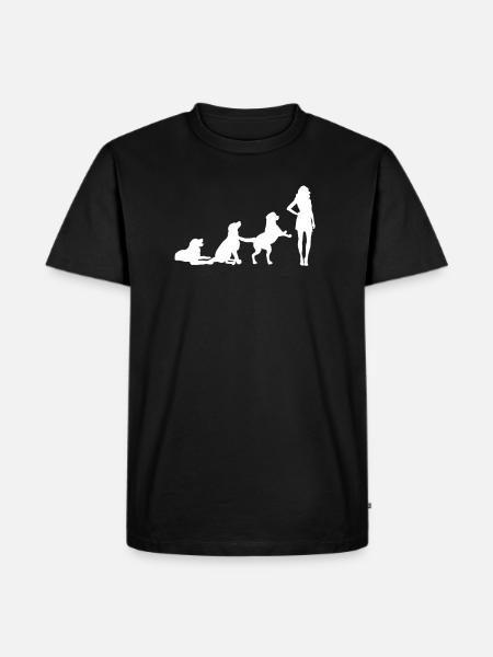 Hund Evolution Hunde Gassi Entwicklung Mensch - Männer Premium Bio T-Shirt - Schwarz
