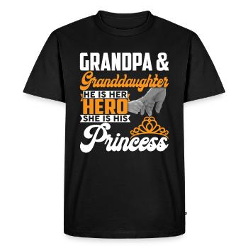 Grand-père & Grand-père Her Hero His Princess - T-shirt Premium bio Homme - noir - Devant - Nico (187cm)