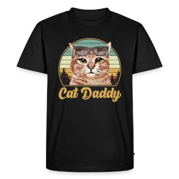 Cat Daddy Vintage Retro Sunset - T-shirt Premium bio Homme - noir - Devant - Nico (187cm)