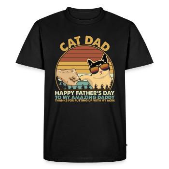 Cat Dad Fist Bump Vintage Fathers Day - Men's Premium Organic T-Shirt - black - Front - Nico (187cm)