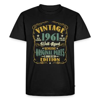 Personalized Vintage 1961 Birthday Matching - Men's Premium Organic T-Shirt - black - Front - Nico (187cm)