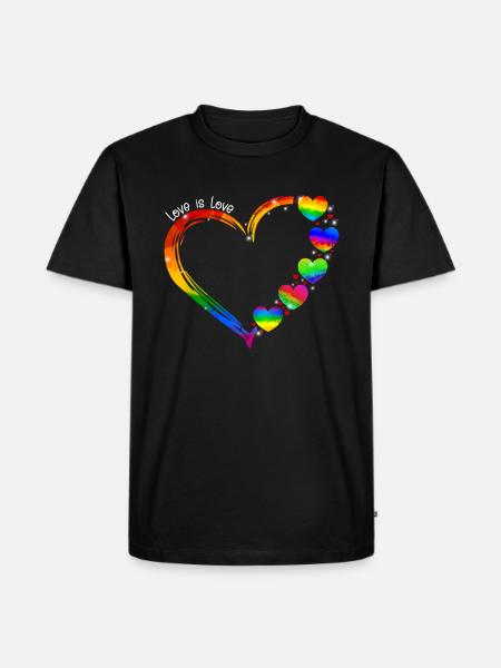 Kærlighed er kærlighed LGBT Rainbow Hearts - Herre Premium økologisk T-shirt - sort