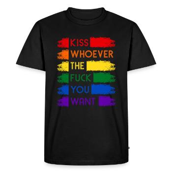 Kiss Whoever June Pride Month - Männer Premium Bio T-Shirt - Schwarz - Vorne - Nico (187cm)