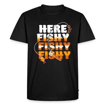 Here Fishy Fishy Fishy Gift Gift for Him - Männer Premium Bio T-Shirt - Schwarz - Vorne - Nico (187cm)
