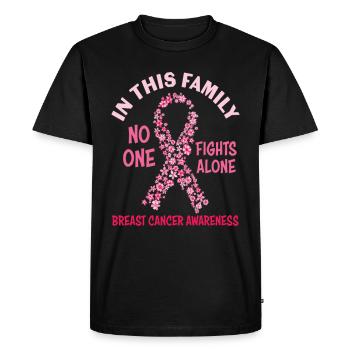 In this Family No one Fights Alone Breast Cancer - T-shirt Premium bio Homme - noir - Devant - Nico (187cm)
