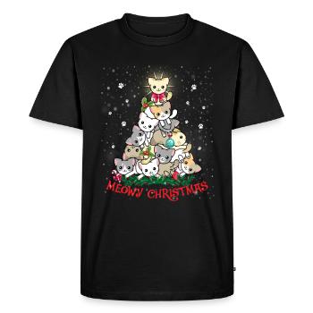 Meowy Christmas Tree - T-shirt Premium bio Homme - noir - Devant - Nico (187cm)