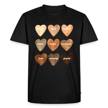 Cœurs d’enseignant de mélanine - T-shirt Premium bio Homme - noir - Devant - Nico (187cm)
