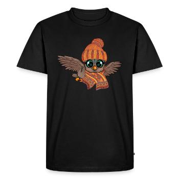 Hibou des Glaces Engelures Automne Hiver - T-shirt Premium bio Homme - noir - Devant - Nico (187cm)