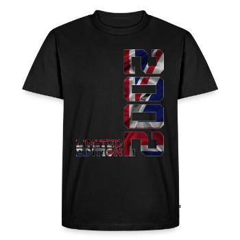 ÉDITION LIMITÉE ANGLETERRE 2002 24E ANNIVERSAIRE UK - T-shirt Premium bio Homme - noir - Devant - Nico (187cm)