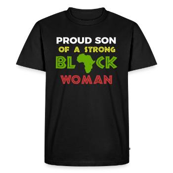 Proud Son of Strong Black Woman - Men's Premium Organic T-Shirt - black - Front - Nico (187cm)
