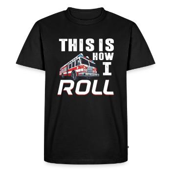 Voici comment je roule un camion de pompiers - T-shirt Premium bio Homme - noir - Devant - Nico (187cm)