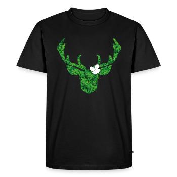 Cerf avec fleur en blanc pour le costume moderne - T-shirt Premium bio Homme - noir - Devant - Nico (187cm)