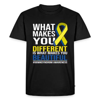 Different Beautiful Down Syndrome Awareness - Men's Premium Organic T-Shirt - black - Front - Nico (187cm)