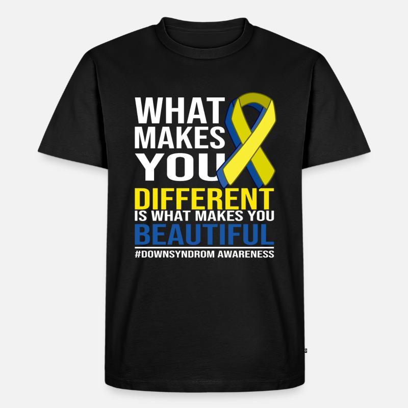 Different Beautiful Downsyndrom Awareness - Männer Premium Bio T-Shirt - Schwarz