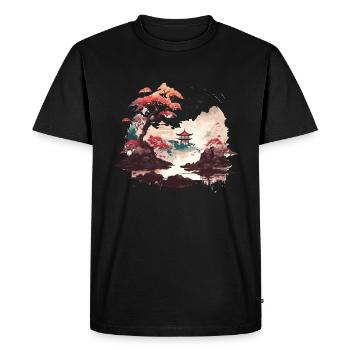 Art vintage sur bois - T-shirt Premium bio Homme - noir - Devant - Nico (187cm)
