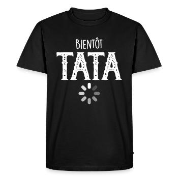 Bientôt Tata - Cadeau Nouvelle Tata - T-shirt Premium bio Homme - noir - Devant - Nico (187cm)