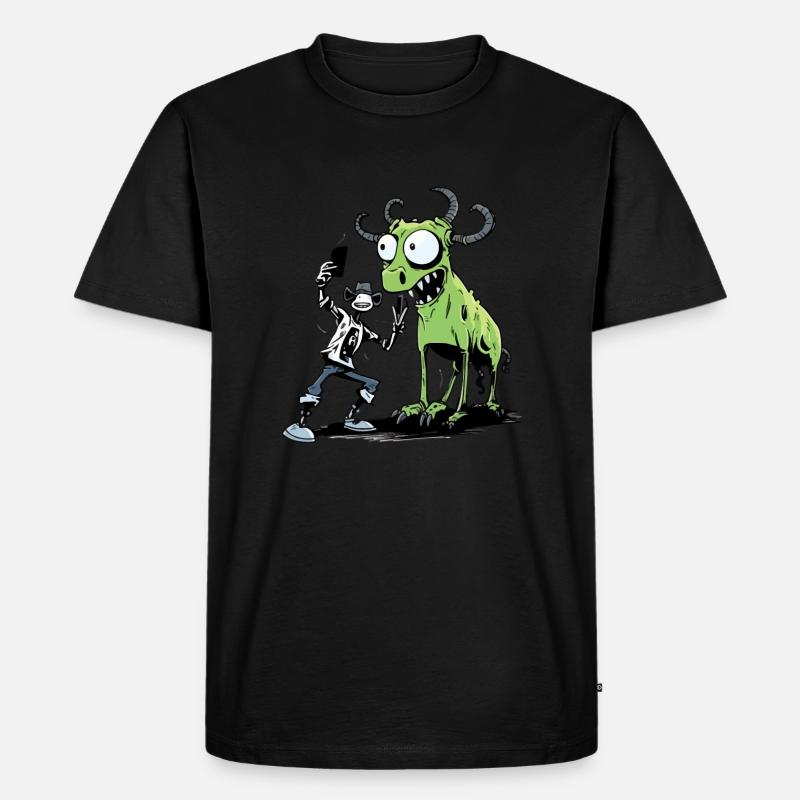 Selfie Alien - Männer Premium Bio T-Shirt - Schwarz