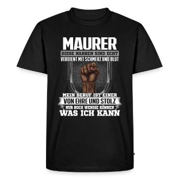 MAURER - Ehre und Stolz - Männer Premium Bio T-Shirt - Schwarz - Vorne - Nico (187cm)