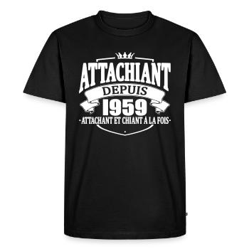 attachiant depuis 1959 - T-shirt Premium bio Homme - noir - Devant - Nico (187cm)