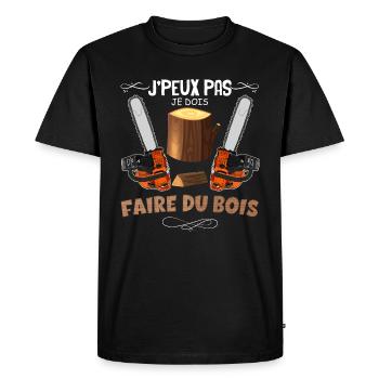Le Bois Me Plaît Humour Tronçonneuse - T-shirt Premium bio Homme - noir - Devant - Nico (187cm)