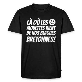 blagues bretonnes,cadeaux humoristique,Humour BZH - T-shirt Premium bio Homme - noir - Devant - Nico (187cm)